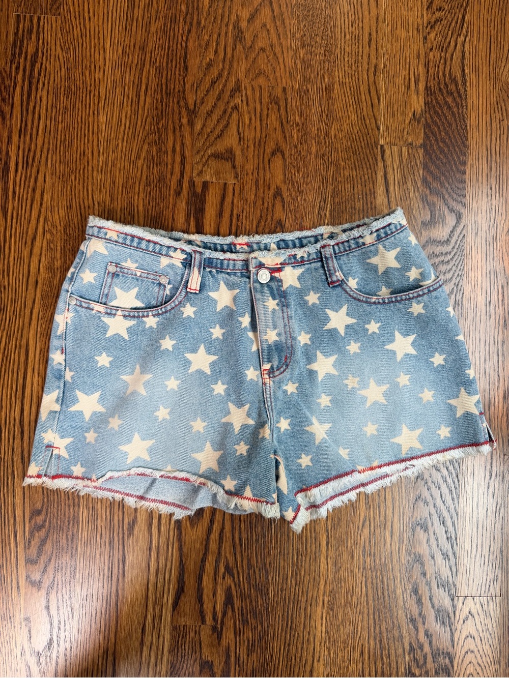 No Boundaries Light Blue Star Print American Denim Shorts
